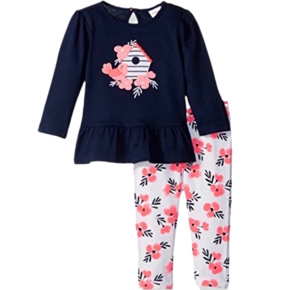Gymboree Baby Boats & Blooms Flower Bird Shirt & Pants Outfit 2-Piece Set - Picture 2 of 16